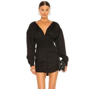 Revolve NBD Laraya Mini Dress in Black Linen Size Small NWT